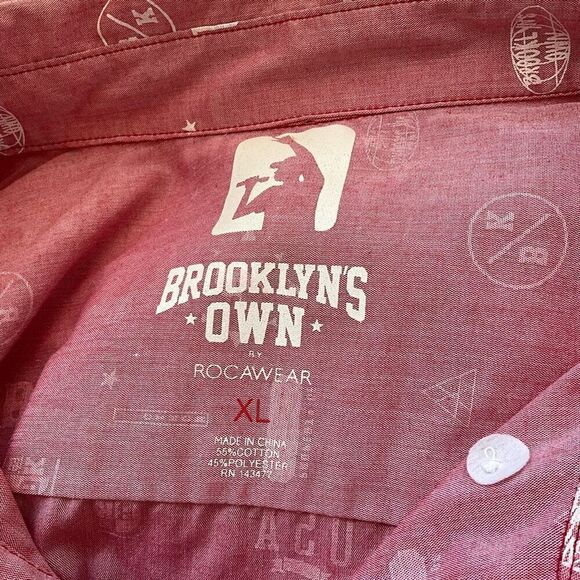 Brooklyns Own by Rocawear Mens Size XL Button Front Shirt Red Long Sleeve - Picture 9 of 11